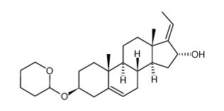 (3S,8R,9S,10R,13S,14S,16R,E)-17-ethylidene-10,13-dimethyl-3-((tetrahydro-2H-pyran-2-yl)oxy)-2,3,4,7,8,9,10,11,12,13,14,15,16,17-tetradecahydro-1H-cyclopenta[a]phenanthren-16-ol结构式