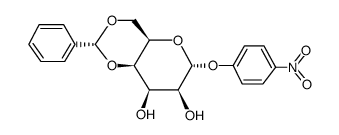 对硝基苯基4,6-苄叉基-β-D-吡喃葡萄糖苷结构式
