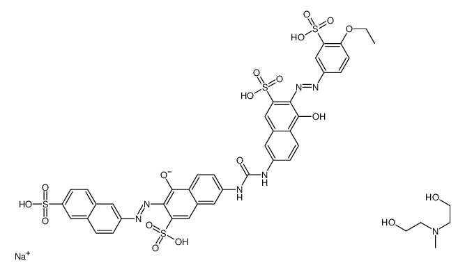 tetrasodium,(3E)-7-[[(6Z)-6-[(4-ethoxy-3-sulfonatophenyl)hydrazinylidene]-5-oxo-7-sulfonatonaphthalen-2-yl]carbamoylamino]-4-oxo-3-[(6-sulfonatonaphthalen-2-yl)hydrazinylidene]naphthalene-2-sulfonate,2-[2-hydroxyethyl(methyl)amino]ethanol结构式
