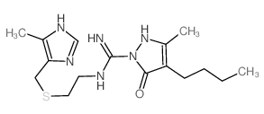 4-butyl-3-methyl-N-[2-[(5-methyl-1H-imidazol-4-yl)methylsulfanyl]ethyl]-5-oxo-2H-pyrazole-1-carboximidamide Structure