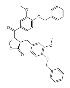(+/-)-trans-2-(3-methoxy-4-benzyloxybenzyl)-3-(3'-metyhoxy-4'-benzyloxy-α-benzoyl)butyrolactone Structure