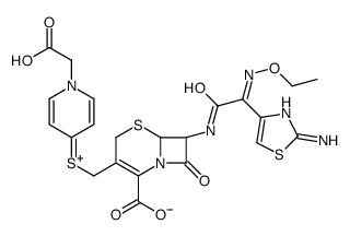 2-[4-[[(6S,7S)-7-[[(2E)-2-(2-amino-1,3-thiazol-4-yl)-2-ethoxyiminoacetyl]amino]-2-carboxy-8-oxo-5-thia-1-azabicyclo[4.2.0]oct-2-en-3-yl]methylsulfanyl]pyridin-1-ium-1-yl]acetate结构式