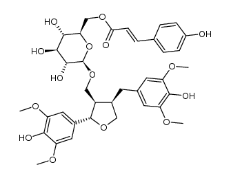 (8R,7'S,8'R)-5,5'-dimethoxylariciresinol 9'-O-β-D-(6-O-E-4-hydroxycinnamoyl)glucopyranoside Structure
