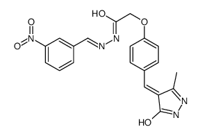 2-[4-[(Z)-(3-methyl-5-oxo-1H-pyrazol-4-ylidene)methyl]phenoxy]-N-[(3-n itrophenyl)methylideneamino]acetamide结构式