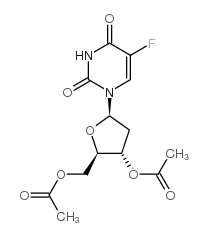 [(2R,3S,5R)-3-acetyloxy-5-(5-fluoro-2,4-dioxopyrimidin-1-yl)oxolan-2-yl]methyl acetate Structure