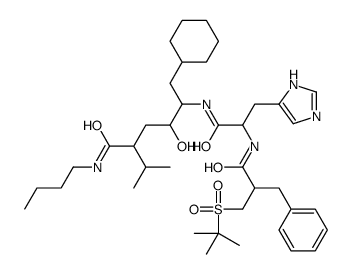 5-[[2-[(2-benzyl-3-tert-butylsulfonylpropanoyl)amino]-3-(1H-imidazol-5-yl)propanoyl]amino]-N-butyl-6-cyclohexyl-4-hydroxy-2-propan-2-ylhexanamide Structure