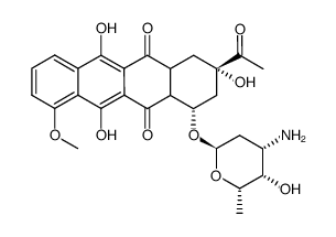 (8S-cis)-8-acetyl-10-((3-amino-2,3,6-trideoxy-α-L-lyxohexopyranosyl)oxy)-6a,7,8,9,10,10a-hexahydro-5,8,12-trihydroxy-1-methoxy-6,11-naphthacenedione结构式