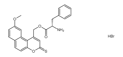 L-phenylalanine (9-methoxy-3-thioxo-3H-benzo[f]benzopyran-1-yl)methyl ester hydrobromide Structure
