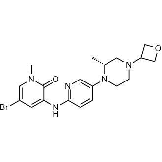 (R)-5-溴-1-甲基-3-((5-(2-甲基-4-(氧杂环丁烷-3-基)哌嗪-1-基)吡啶-2-基)氨基)吡啶-2(1H)-酮结构式