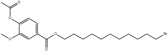 11-溴十一烷4-乙酰氧基-3-甲氧基苯甲酸酯结构式