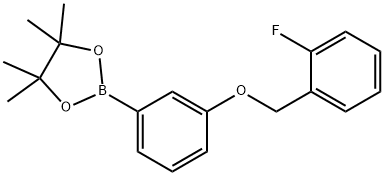 2-{3-[(2-fluorophenyl)methoxy]phenyl}-4,4,5,5-tetramethyl-1,3,2-dioxaborolane Structure