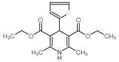 diethyl 2,6-dimethyl-4-thiophen-2-yl-1,4-dihydropyridine-3,5-dicarboxylate结构式
