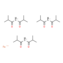 三(2,6-二甲基-3,5-庚二酮)铁(III)结构式