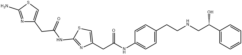 4-Thiazoleacetamide, 2-amino-N-[4-[2-[[4-[2-[[(2R)-2-hydroxy-2-phenylethyl]amino]ethyl]phenyl]amino]-2-oxoethyl]-2-thiazolyl]- structure