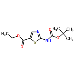 2-((叔丁氧基羰基)氨基)噻唑-5-羧酸乙酯结构式