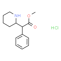 methyl (2R)-2-phenyl-2-[(2R)-2-piperidyl]acetate hydrochloride structure