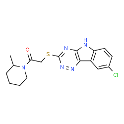 Piperidine, 1-[[(8-chloro-2H-1,2,4-triazino[5,6-b]indol-3-yl)thio]acetyl]-2-methyl- (9CI) structure