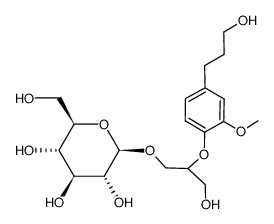 1-O-(β-D-glucopyranosyl)-2-[2-methoxy-4-(ω-hydroxypropyl)-phenoxy]-propan-3-ol结构式