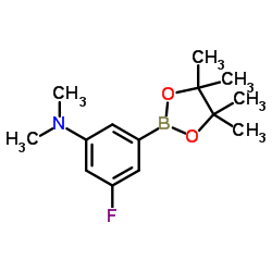 3-fluoro-N,N-dimethyl-5-(4,4,5,5-tetramethyl-1,3,2-dioxaborolan-2-yl)aniline结构式