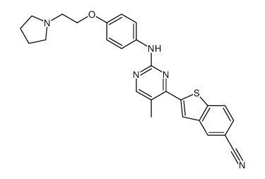 2-(5-甲基-2-(4-(2-(吡咯烷-1-基)乙氧基)苯基氨基)嘧啶-4-基)苯并[b]噻吩-5-甲腈结构式