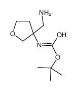 N-[3-(氨基甲基)氧杂环戊-3-基]氨基甲酸叔丁酯结构式