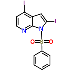 2,4-Diiodo-1-(phenylsulfonyl)-1H-pyrrolo[2,3-b]pyridine结构式