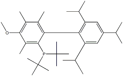 2-二叔丁基膦-4-甲氧基-3,5,6-三甲基-2',4',6'-三异丙基联苯[与异构体1:1混合,2-二-叔丁基膦-5-甲氧基-3,4,6-三甲基-2',4',6'-三异丙基联苯]结构式