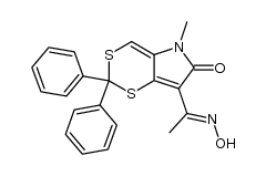 7-(1-Hydroxyiminoethyl)-5-methyl-2,2-diphenyl-1,3-dithiino[5,4-b]pyrrol-6(5H)-on结构式
