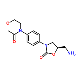 3-Morpholinone, 4-[4-[(5R)-5-(aminomethyl)-2-oxo-3-oxazolidinyl]phenyl]-(R)-4-(4-(5-(Aminomethyl)-2-oxooxazolidin-3-yl)phenyl)morpholin-3-one Structure