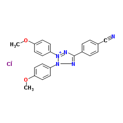 2,3-双(4-甲氧苯基)-5-(4-氰苯基)氯化四氮唑结构式
