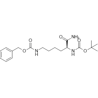 1,1-Dimethylethyl N-[(1S)-1-(aminocarbonyl)-5-[[(phenylmethoxy)carbonyl]amino]pentyl]carbamate Structure