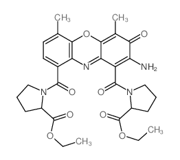 L-Proline,1,1'-[(2-amino-4,6-dimethyl-3-oxo-3H-phenoxazine-1,9-diyl)dicarbonyl]bis-, diethyl ester (9CI) Structure