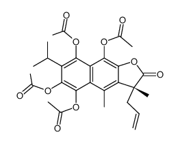 (R)-5,6,8,9-tetraacetoxy-3-allyl-7-isopropyl-3,4-dimethylnaphtho<2,3-b>furan-2(3H)-one结构式
