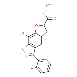 8-Chloro-3-(2-fluorophenyl)-5,6-dihydrofuro[3,2-f]-1,2-benzisoxazole-6-carboxylic acid potassium salt Structure