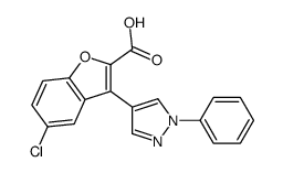 5-chloro-3-(1-phenylpyrazol-4-yl)-1-benzofuran-2-carboxylic acid结构式