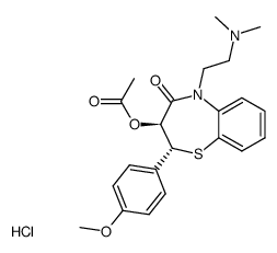 (2R-反式)-3-(乙酰氧基)-5-[2-(二甲基氨基)乙基]-2,3-二氢-2-(4-甲氧基苯基)-1,5-苯并硫氮杂卓-4(5H)-酮单盐酸盐结构式