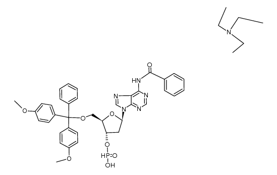 Triethylammonium 6-N-benzoyl-2'-deoxy-5'-O-(4,4'-dimethoxytrityl)adenosine 3'-H-phosphonate结构式