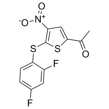 1-[5-[(2,4-二氟苯基)硫基]-4-硝基-2-噻吩基]乙酮结构式