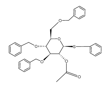phenyl 1-deoxy-2-O-acetyl-3,4,6-tri-O-benzyl-1-thio-β-D-glucopyranoside结构式