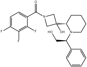 (3-羟基-3-((S)-1-((S)-2-羟基-1-苯基乙基)哌啶-2-基)氮杂丁烷-1-基)(2,3,4-三氟苯基)甲酮结构式