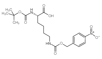 N-(叔丁氧羰基)-N'-[[(4-硝基苯基)甲氧基]羰基]-L-赖氨酸结构式
