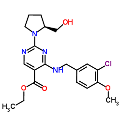 5-嘧啶羧酸,4-[[(3-氯-4-甲氧基苯基)甲基]氨基]-2-[(2S)-2-(羟甲基)-1-吡咯]-乙酯结构式