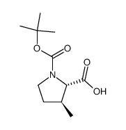 (2S,3S)-1-(tert-butoxycarbonyl)-3-methylpyrrolidine-2-carboxylic acid结构式