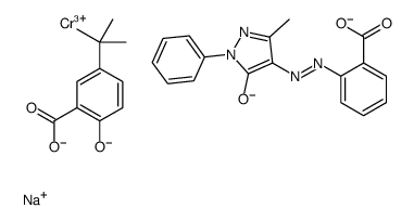 sodium [5-tert-butylsalicylato(2-)O1,O2][2-[(4,5-dihydro-3-methyl-5-oxo-1-phenyl-1H-pyrazol-4-yl)azo]benzoato(2-)]chromate(1-) structure