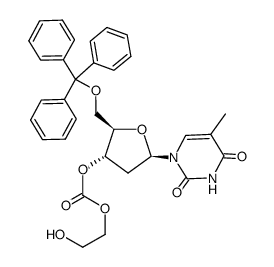 3'-O-(2-hydroxy)ethoxycarbonyl-5'-O-tritylthymidine结构式