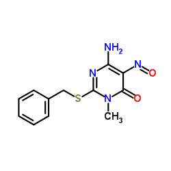 6-Amino-2-(benzylsulfanyl)-3-methyl-5-nitroso-4(3H)-pyrimidinone结构式
