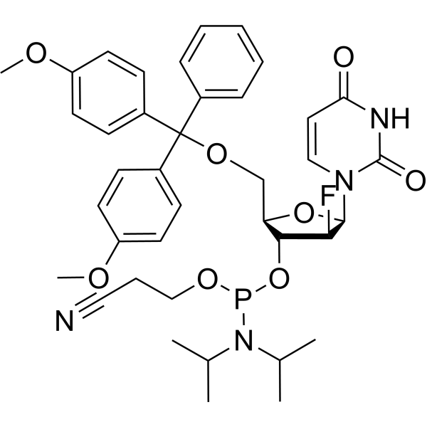 5'-O-DMT-2'-F-2'-arabinofuranosyl-deoxyuridine 3'-CE phosphoramidite Structure