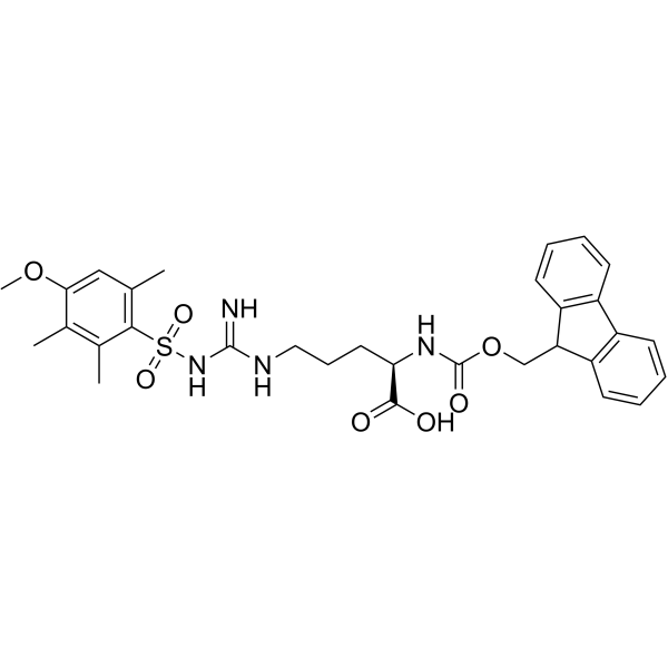 N-Fmoc-N’-(4-甲氧基-2,3,6-三甲基苯磺酰基)-D-精氨酸结构式