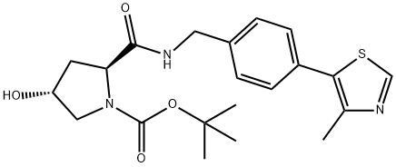(2S,4R)-叔-丁基 4-羟基-2-((4-(4-甲基噻唑-5-基)苯甲基)氨基羰基)吡咯烷-1-甲酸基酯结构式
