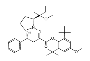 (S,S)-(+)-1-[3-Hydroxy-1-(2,6-di-tert-butyl-4-methoxy-1-phenoxycarbonyl)-3-phenyl-1-propylideneamino]-2-(1-ethyl-1-methoxypropyl)pyrrolidine结构式